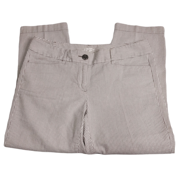 Ann Taylor Loft Dress Pants Women 4 White Gray Stripe Original Crop Academia - Picture 1 of 11